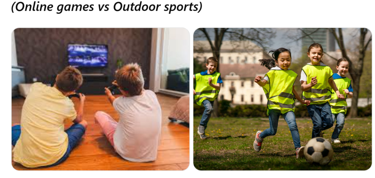 Kids playing games and football