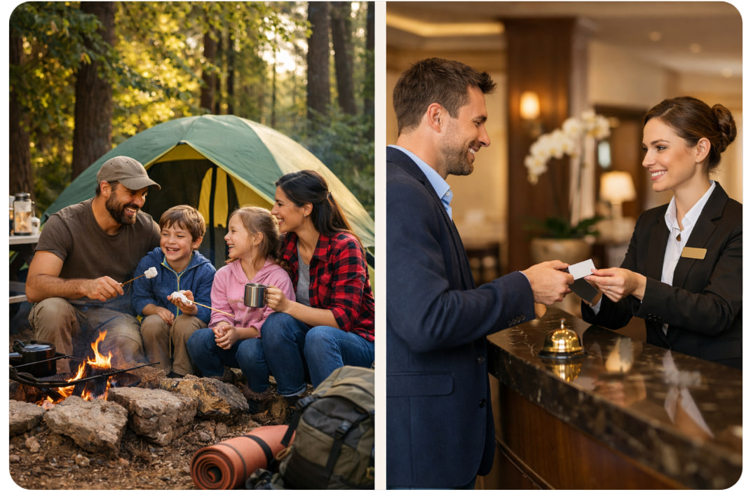 Camping and hotel stay comparison